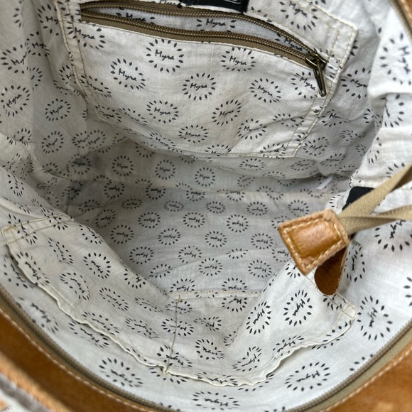 Myra Bag Women's Cloud Gray Brown Accent Calf Hair/Leather Shoulder Tote Bag - Picture 8 of 10